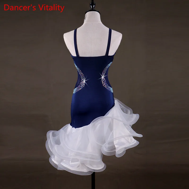 Latin dance clothing Sexy sleeveless AB stones women latin dacing Dress Custom Adult Child Professional Performan Dress