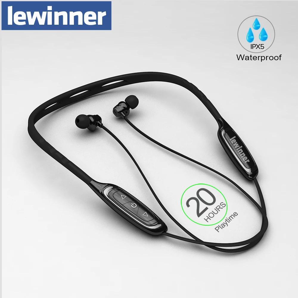 Lewinner W1 Neckband Bluetooth Earphone with Mic IPX5 Waterproof Sports Wireless Headphone Bluetooth for phone iPhone xiaomi