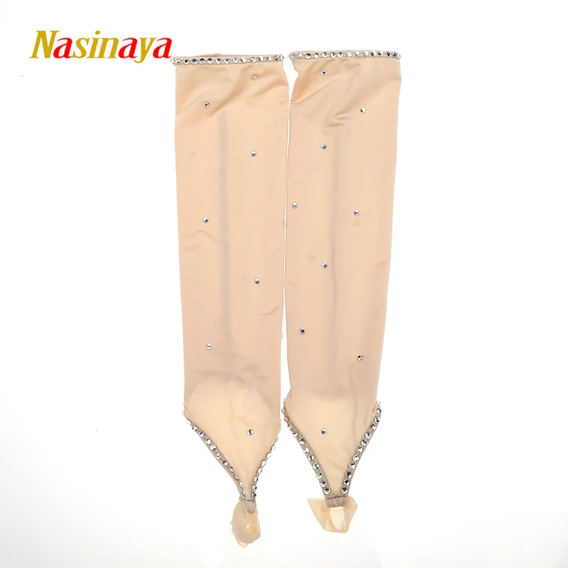 Children And Adults Shiny Rhinestones Long Sleeved Middle Finger Gloves Figure Skating Competition Training Gymnastics