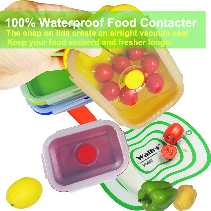 WALFOS Folding Silicone Lunch Box Food Storage Container Kitchen Microwave Tableware Portable Household Outdoor Food box