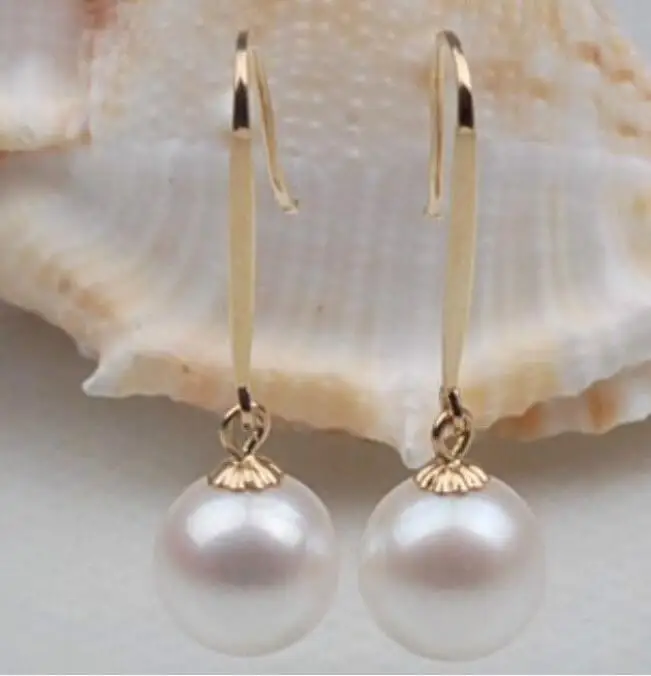 

PERFECT ROUND AAA SOUTH SEA GENUINE 11MM WHITE LOOSE PEARL EARRING 14K/20 SETTING