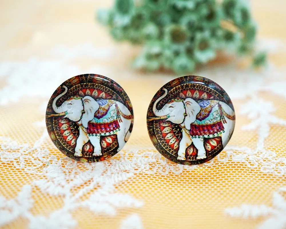 Round 8-40MM Elephant Glass Cabochon for make bracelet necklace Jewelry for women 2019 earring pins brooch craft supply