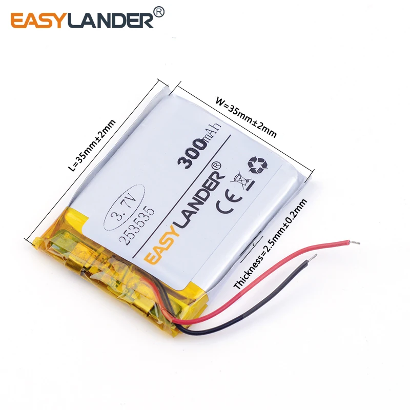 

10pcs /Lot 3.7V 253535 300mAh Rechargeable Lithium Li-ion Polymer Battery for MP4 GSP PSP Digital Products