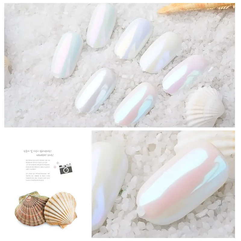 1g/Box Pearl Shell Chameleon Mirror Nail Powder Glitters Nail Art Chrome Pigment Dust Manicure Decoration