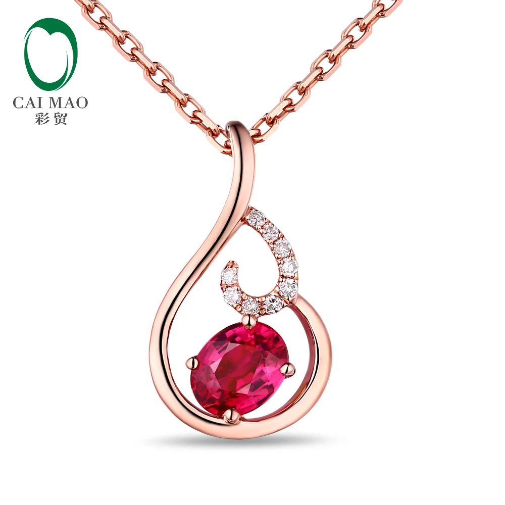 

Free Shipping Lovely 18k Rose Gold Natural 0.48ct Ruby and 0.04ct Diamonds Engagement Pendant