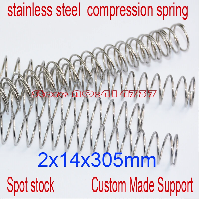 

5pcs 2*14*305mm stainless steel spot spring 2mm wire hammer spring Y type compression spring pressure spring OD=14mm