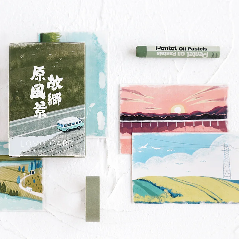 

Multi-use 5.2*8cm 54pcs Mini Card My Hometown Scenery Design As Scrapbooking Background Party Invitation Cards