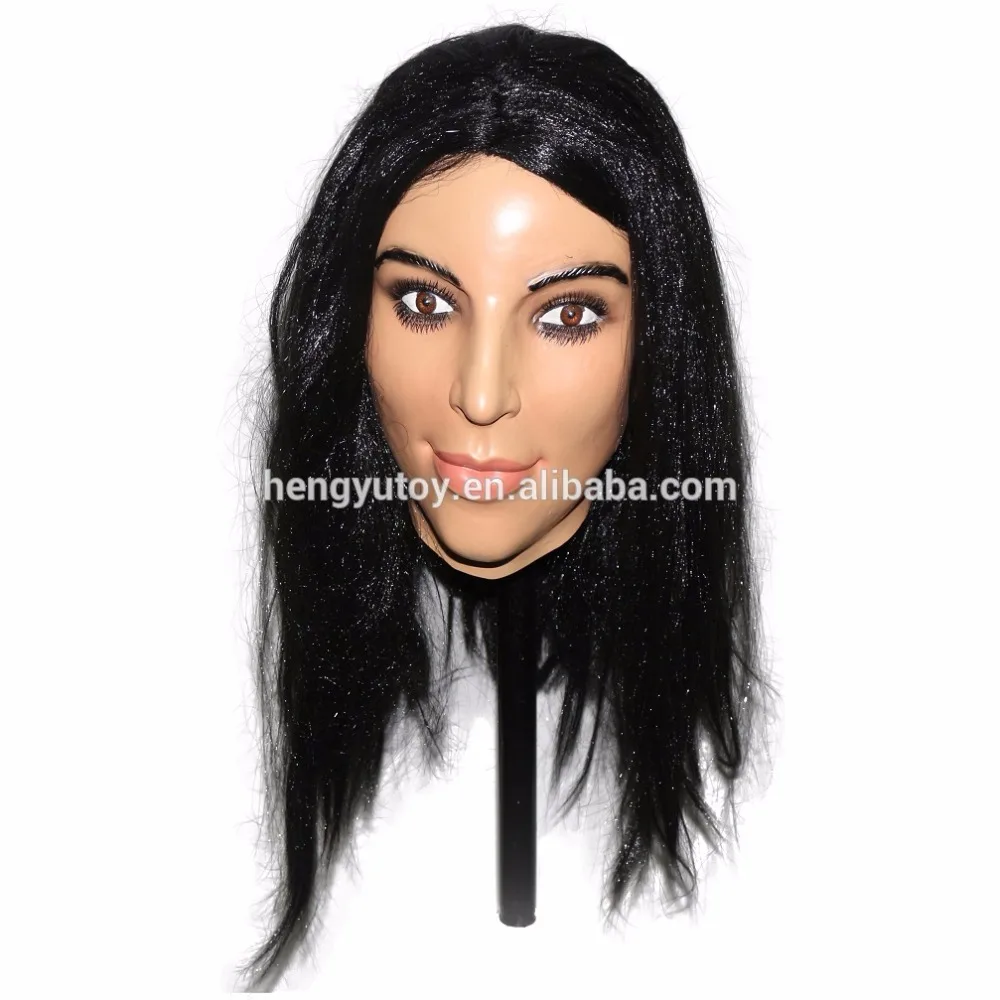 Realistic Latex Women Girl Party Cosplay Beauty Face For Party Mask Sexy Long Hair Female Carnival Mask Halloween