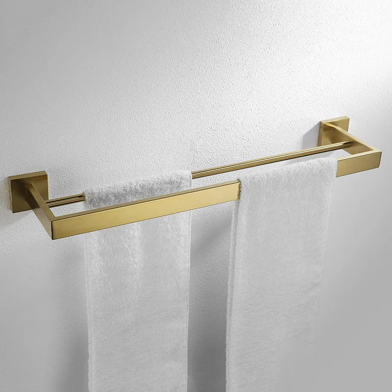 Gold Brushed Bathroom Accessories Hardware Towel Bar Rail Toilet Paper Holder Towel Rack Hook Soap Dish Toilet Brush