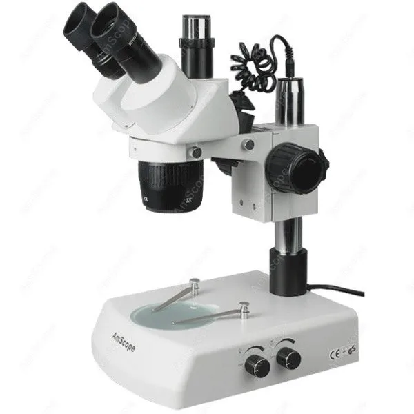 Trinocular Stereo Microscope--AmScope Supplies 10X-20X-30X-60X Trinocular Stereo Microscope with Top & Bottom Lights