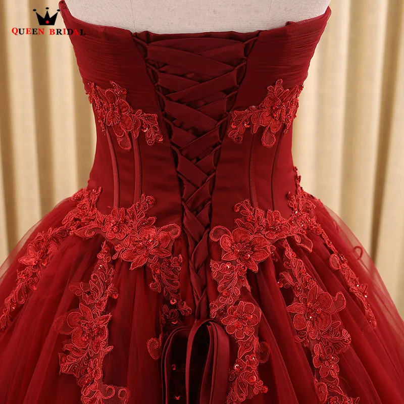 Custom Size Ball Gown Sweetheart Lace Formal Wine Red Wedding Dresses Bridal Wedding Gowns 2023 New Vestido De Noiva WD90