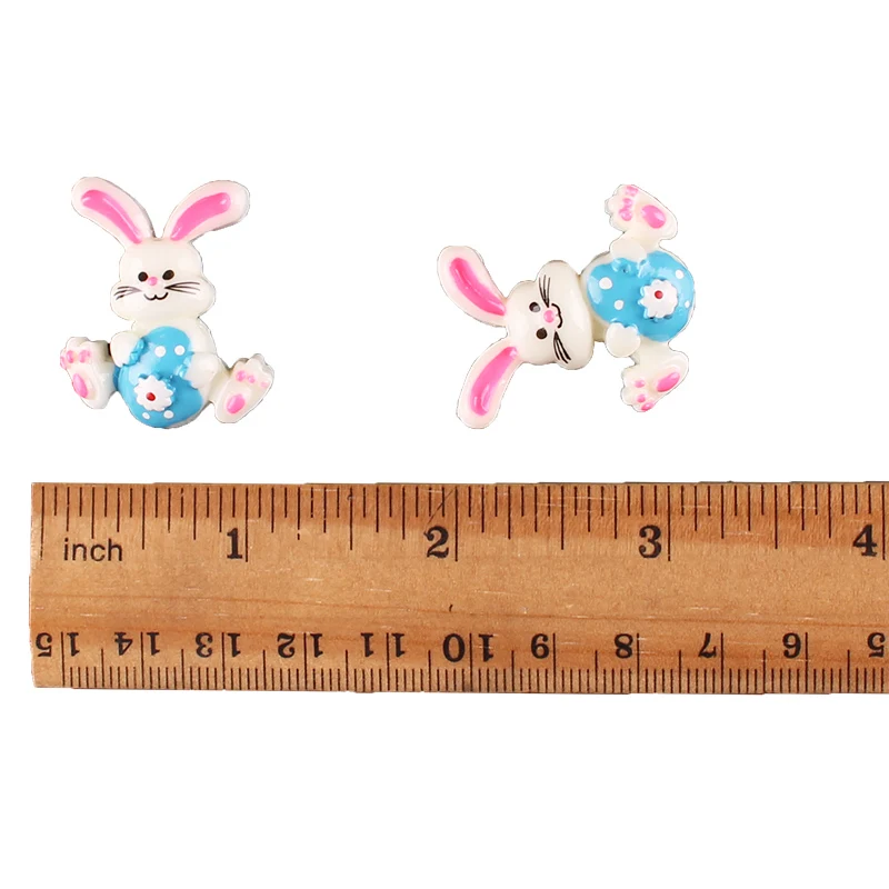 50pcs Easter Bunny Rabbit with Blue Egg Resin Scrapbooking Hair Bow Clip Center Crafts Embellishment Charms Cabachons