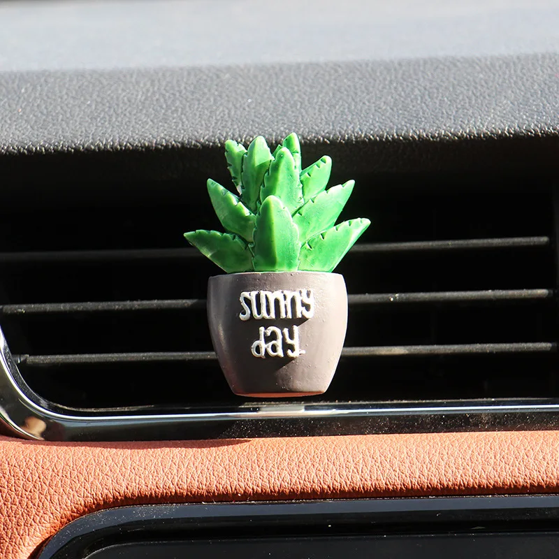 Car Air Freshener Resin Cactus Cute Vent Perfume Clip Automobile Interior Fragrance Solid Balm Smell Diffuser Accessories Gift