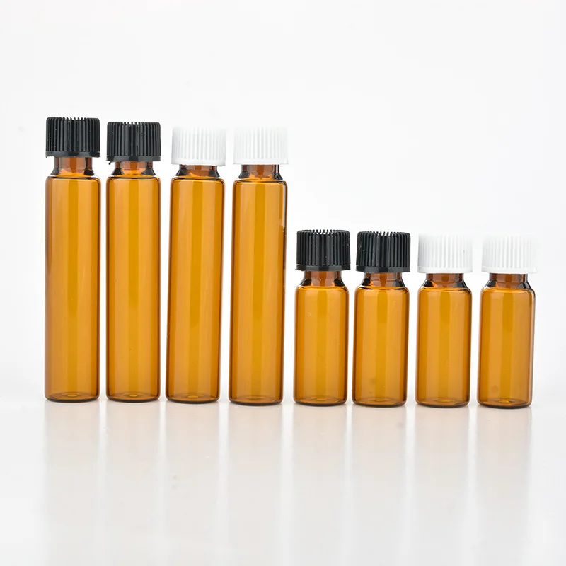 

20Pcs 5ml 10ml Amber Glass Dropper Bottle Empty Protable Sample Vial Refillable Essential Oil Jar Makeup Tools