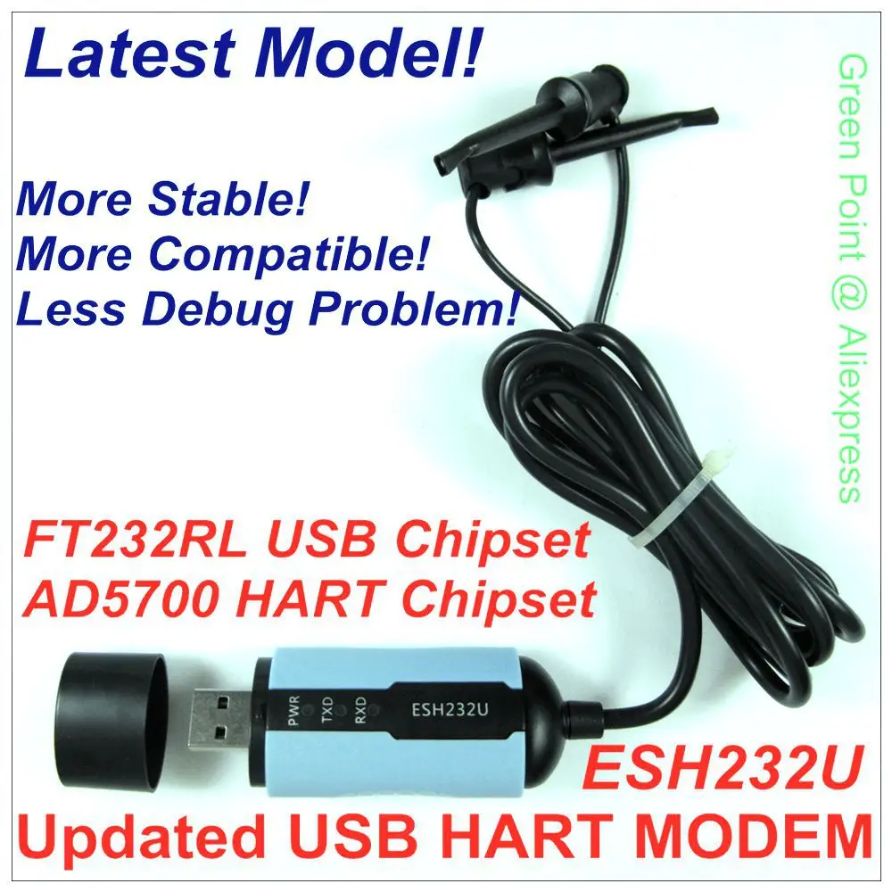 Usb Industrial Hart Modem Esh232u Usb Protocolo Modem Hart Sinal Comunicador Transmissor Hart Conversor Embutido Resistor de Loop