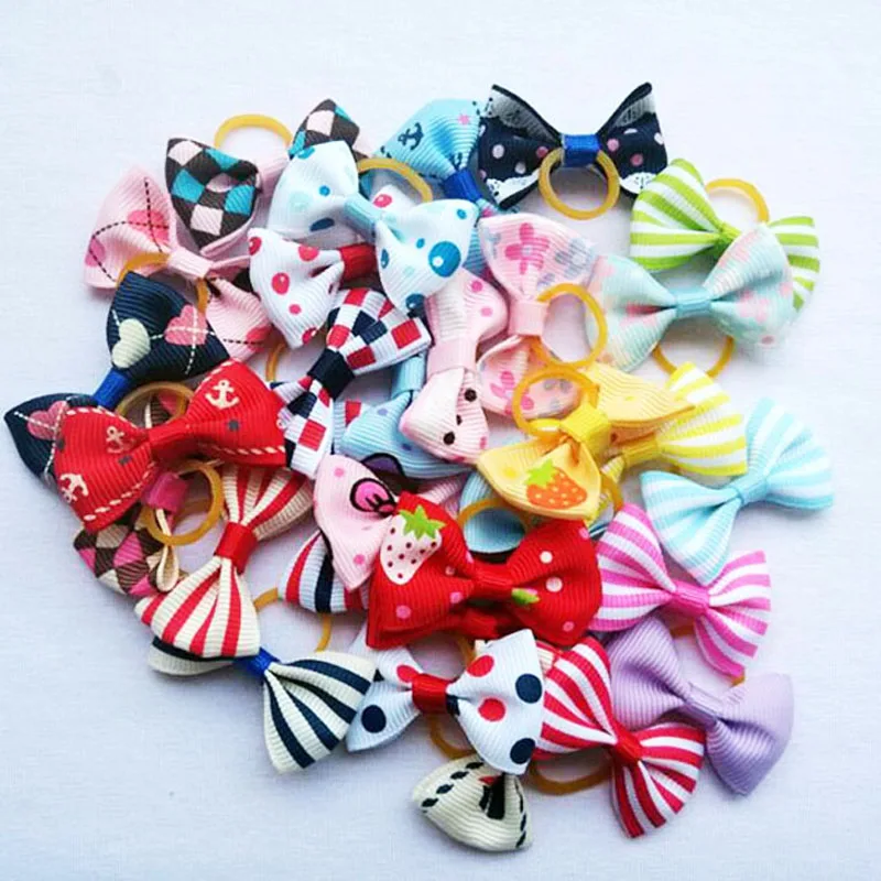 100pcs/lot Pet Hair Accessories Hand-made Cute Hairpin For Small Dogs Mixed Colors Pet Grooming Products Cat Hair Bow 30 Colors