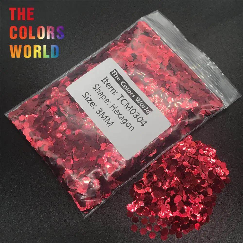 TCM0304 Wine Red Color Metallic Luster Hexagon Shape Nail Glitter Nail Art Decoration Body Glitter Henna Handwork Material DIY