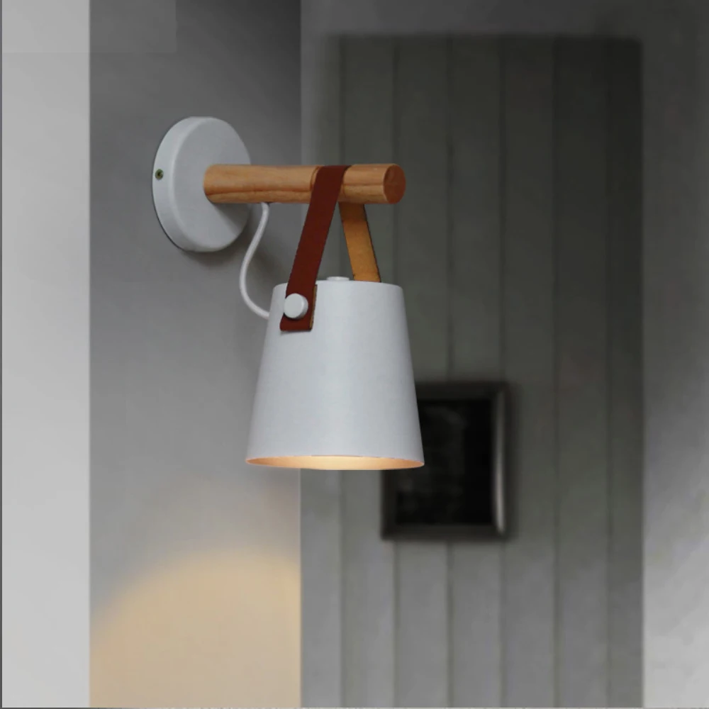 Wooden Wall Light Simple Creative LED Bedroom Bedside Decoration Morden Nordic Design Living Room Corridor Hotel E27Indoor Lamps