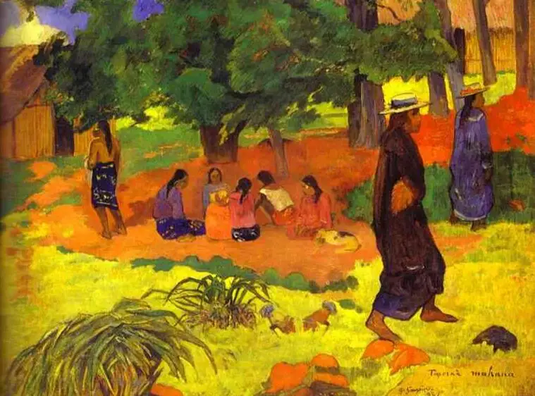 

High quality Oil painting Canvas Reproductions Taperaa Mahana (1892) by Paul Gauguin hand painted