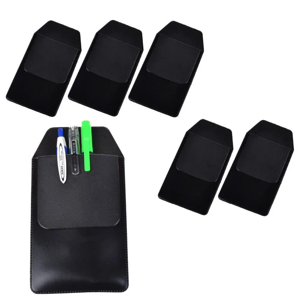 6 Pcs Black Vinyl Pocket Protector for Pen Leaks