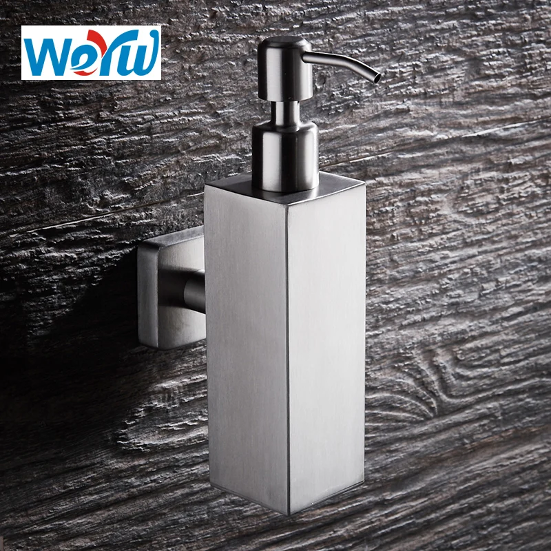 

WEYUU Shampoo Soap Dispenser Stainless Steel Bottle Liquid Wall Mounted Manually Soap Bottle Wire drawing