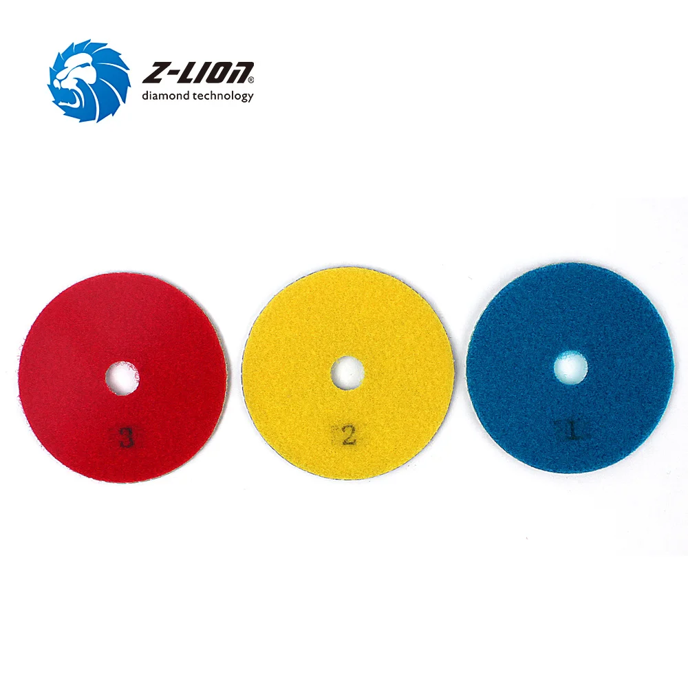 Z-Lion 3 Step Polishing Pad 4 Inch 100mm Abrasive Disc Wheel Diamond Tool For Stone Marble Granite Tile Flexible Grinding