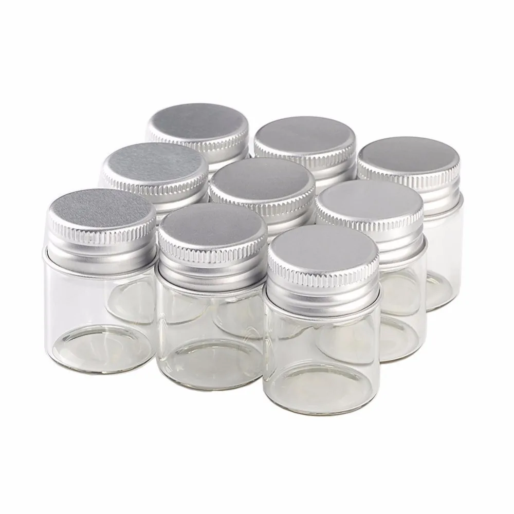 

50pcs 30x40mm 15ml Aluminum Screw Cap Glass Bottles Perfume Sample Jars Wishing Stars Vials