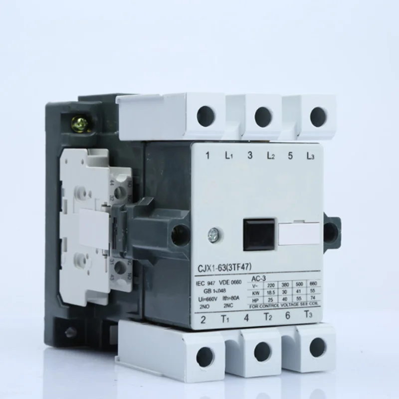 CJX1-63A AC Contactor CJX1-63/22 3TF47  Electric Magnetic Contactor 3Pole Motor Contactores 24V 220V 380V  2NO+2NC