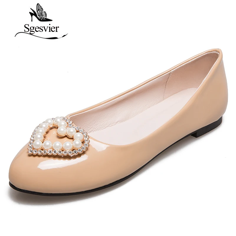 SGESVIER Delle Donne Delle Pompe Autunno Elegante Plats Classics Dress Punta Rotonda slip-on Tacchi Bassi Pattini Della Signora Più Il Formato 31-52