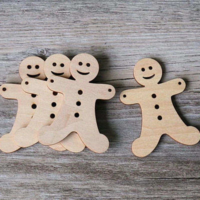 Unfinished Gingerbread man ornament,blank wood ornament for Christmas