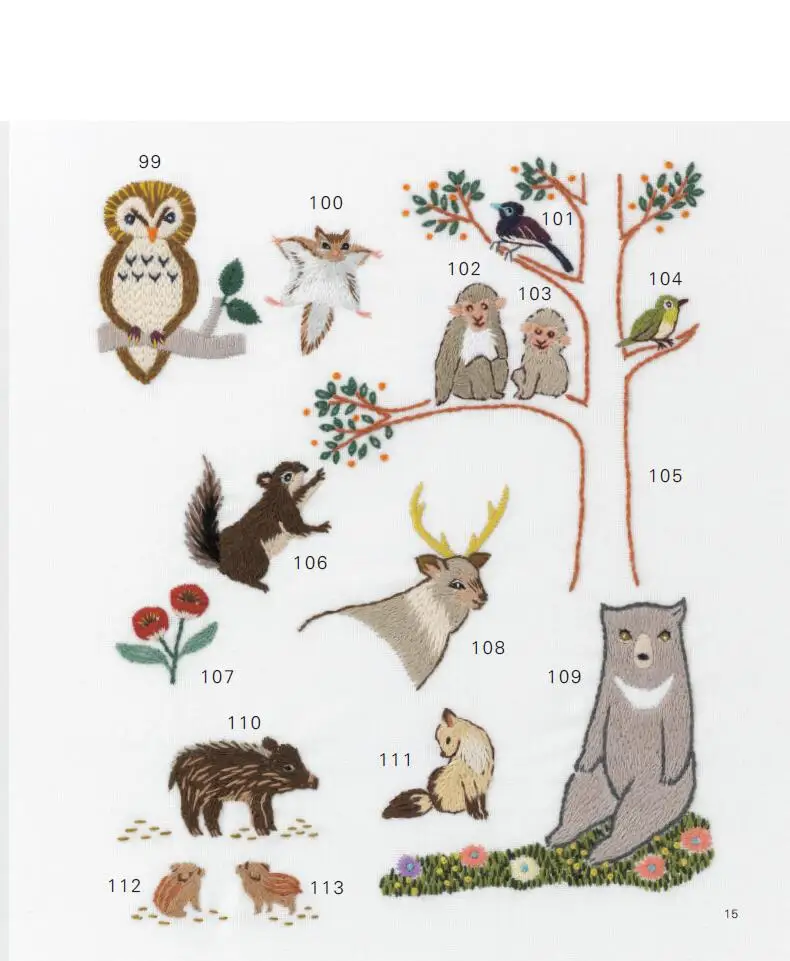 500 Animals Theme Embroidery Patterns Book Cartoon Dog Cat Pattern Handmade Craft Textbook
