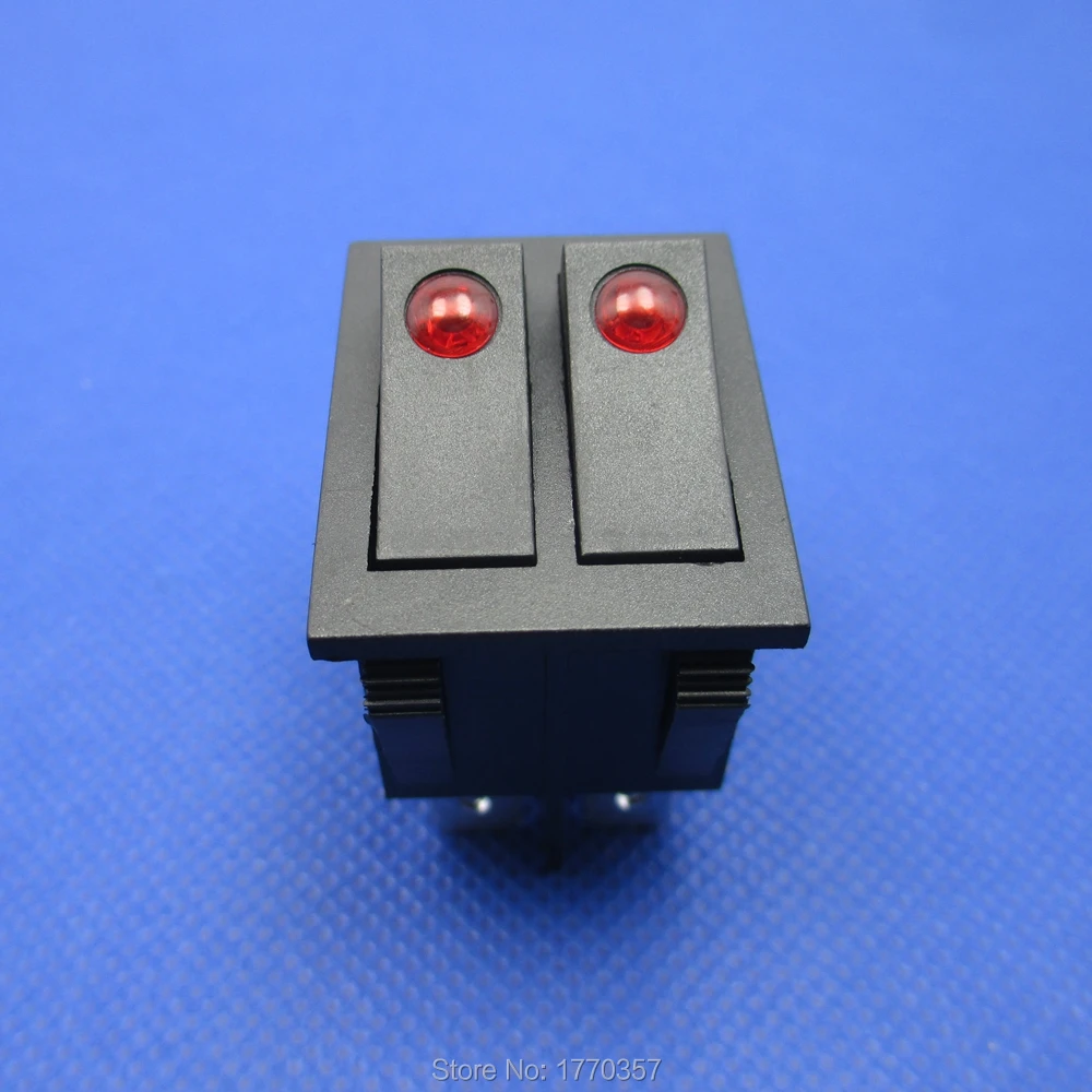 2pcs brand new button rocker switch double electrical switch for warmer oil heater 6 pins with light On-Off  16A 250VAC