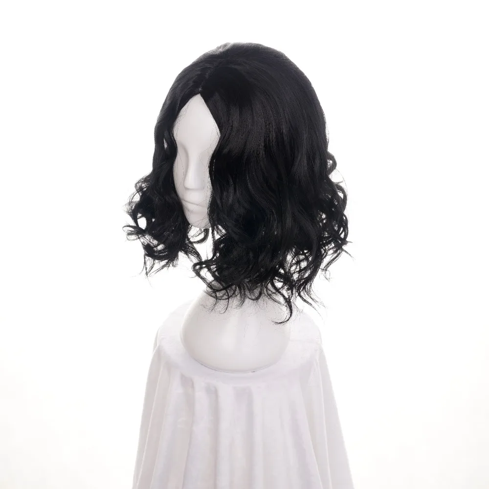 ccutoo 35cm Movie Severus Snape Black Synthetic Curly Hair Cosplay Wig Heat Resistance Fiber