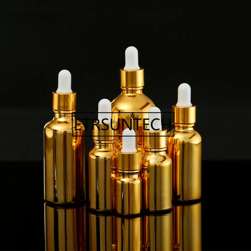 5/10/15/20ml UV Golden Glass Dropper Oil Essential Bottles In Refillable Bottle Parfum Container Makeup Tool F1198