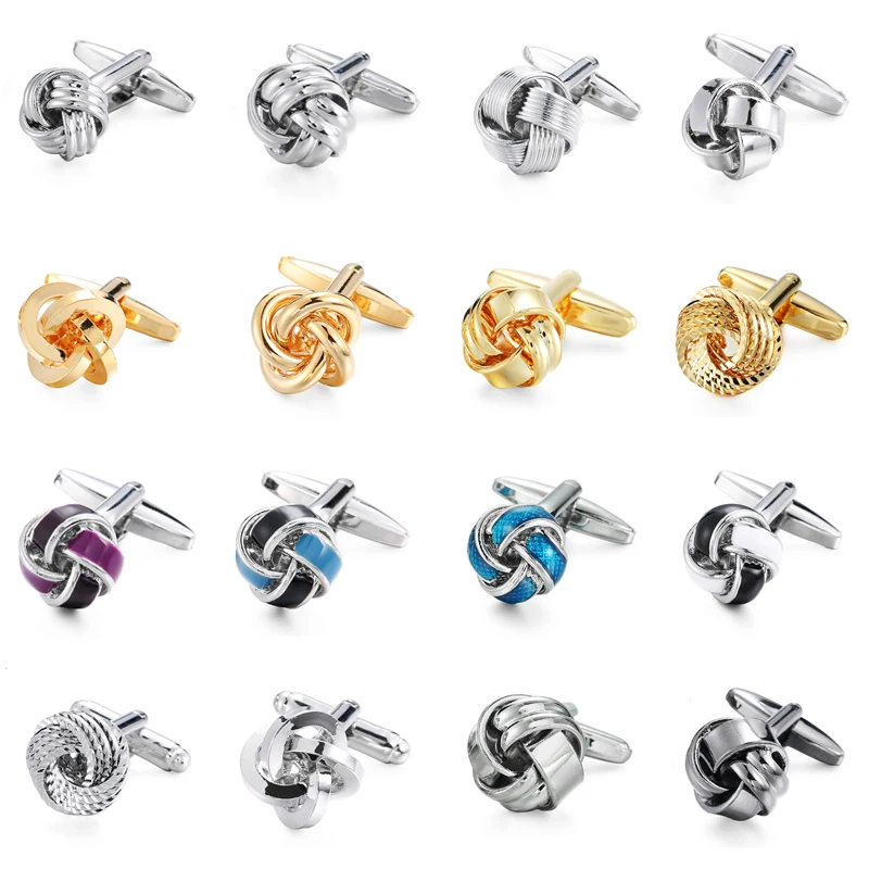 XKZM Brand Cufflinks for men fashion knot design top quality gold silvery hotsale Wedding business cuff whoelsale&retail