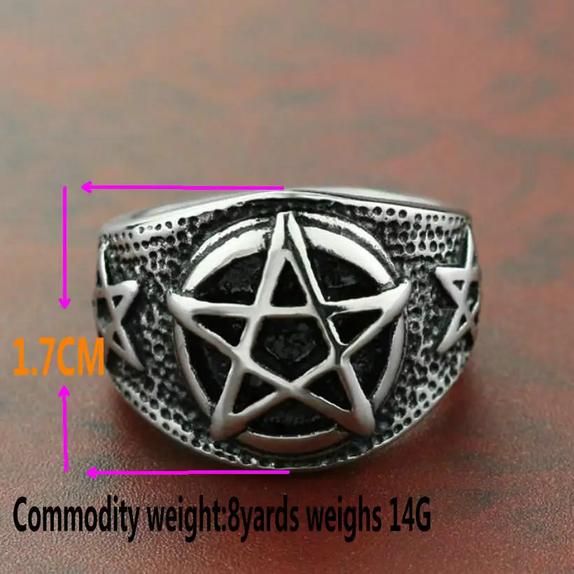 Stainless steel ring   Vintage fashion five-pointed star ring    Pentagram Religious Index Finger Ring