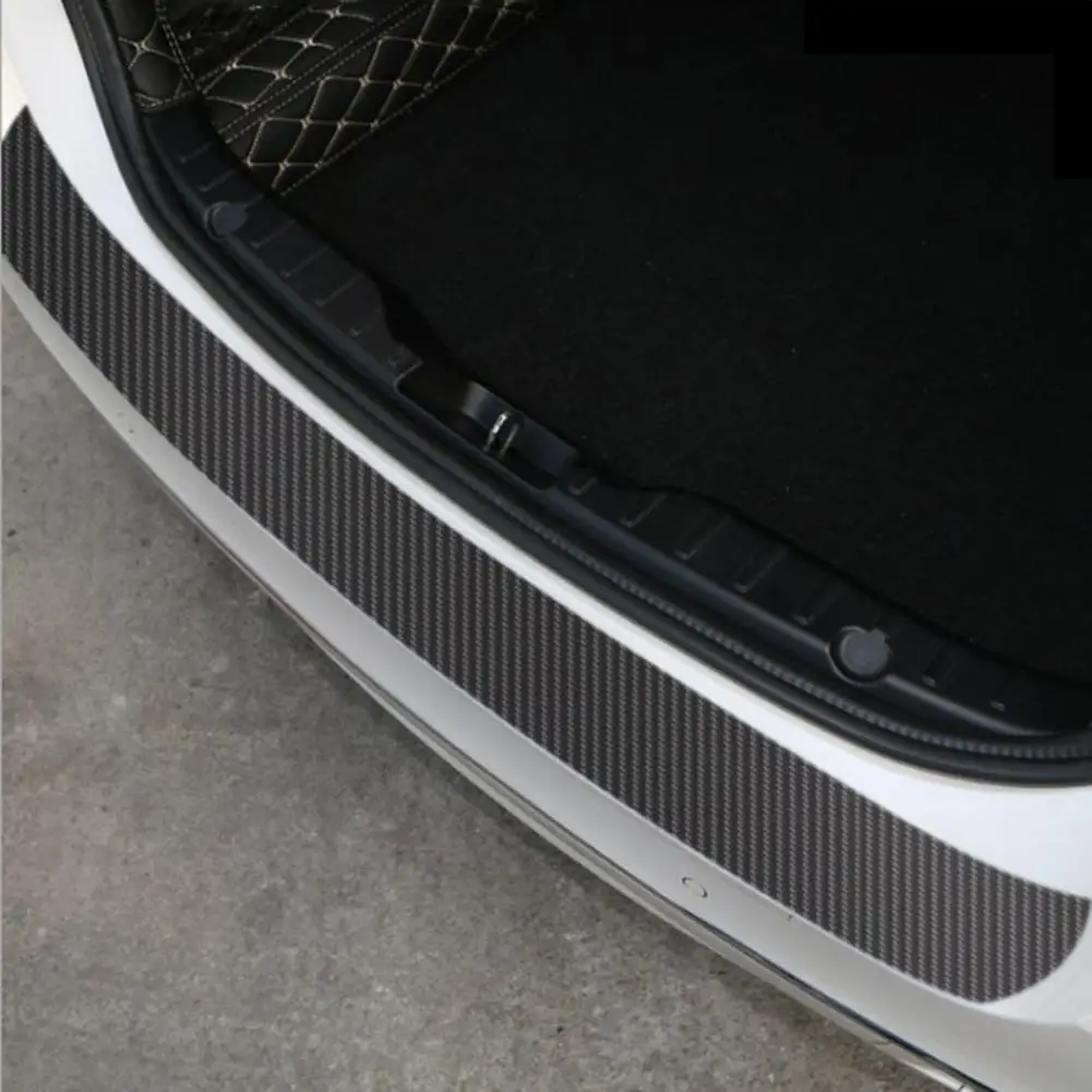 Universal Rear Trunk Plate Guard Sticker Car Rear Bumper Trim Anti-Scratch Protection Kicked Striped Sticker Carbon Fiber Film