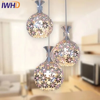 IWHD Sing Heads Pendant Lamp Moddern Fashion Crystal Led Hanging Lights Creative Aluminum Dining Room Kitchen Luminaire