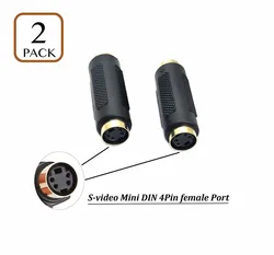 (2Pack) S-Video Adapter Female to Female Coupler/Gender Changer, Mini Din 4 PIN Female to Female S-Video Coupler Extender Adapte