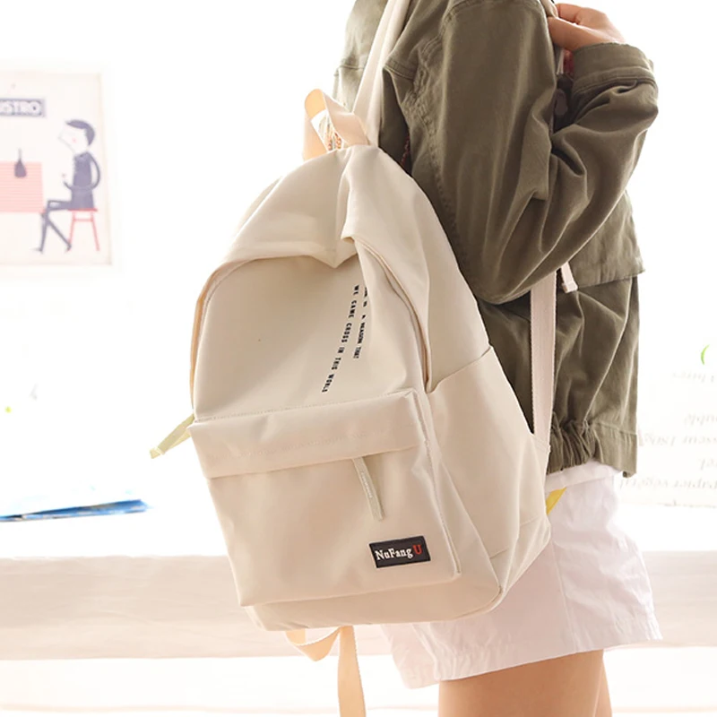 

NuFangU simple design nylon Korea style women backpacks fashionable girls leisure bag college school student book bags travel