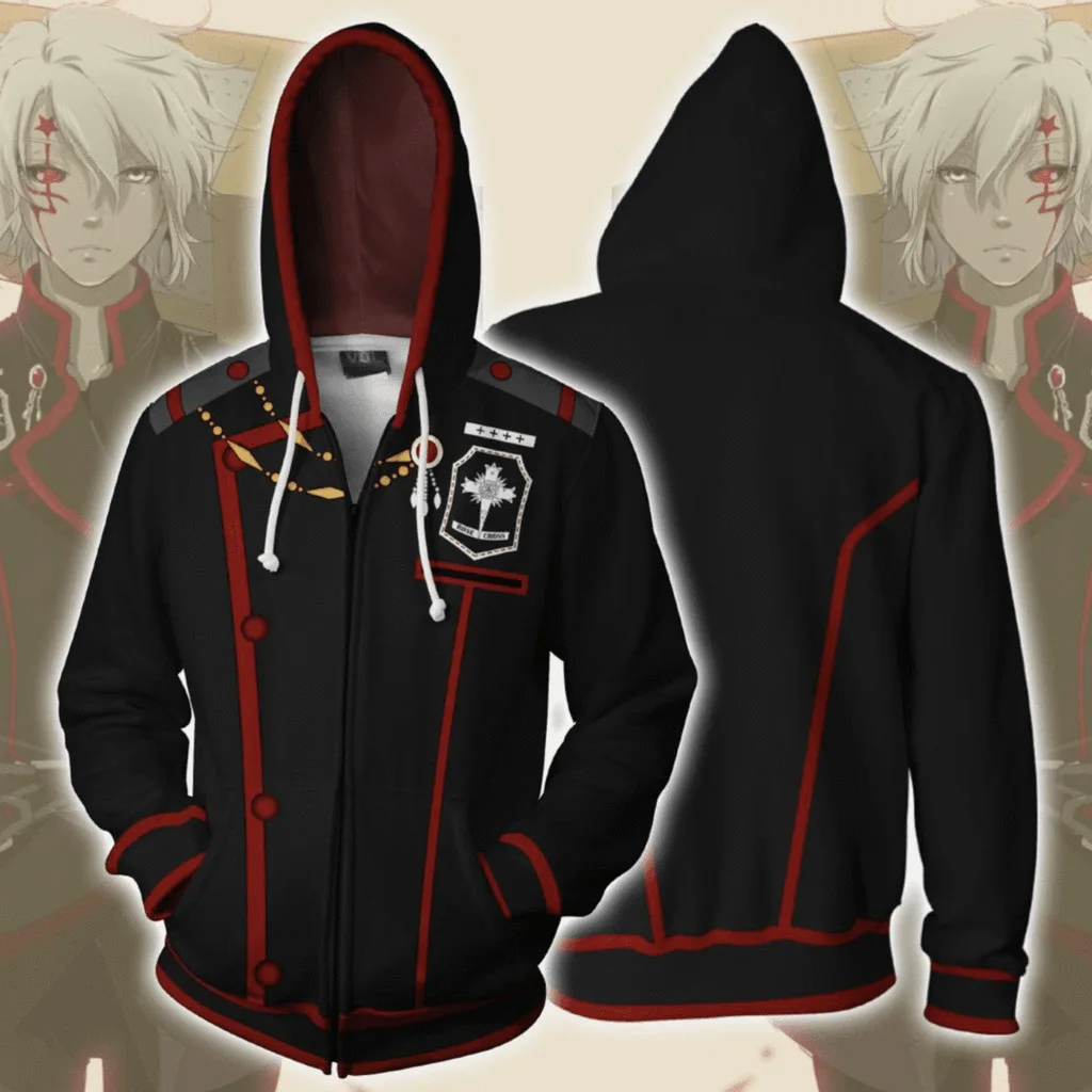 Anime D.Gray Man Allen Walker Hoodie 3D Animation Clothes Cosplay Long Sleeves Coat 3D Print Sweatshirt Jacket Costume Hooded