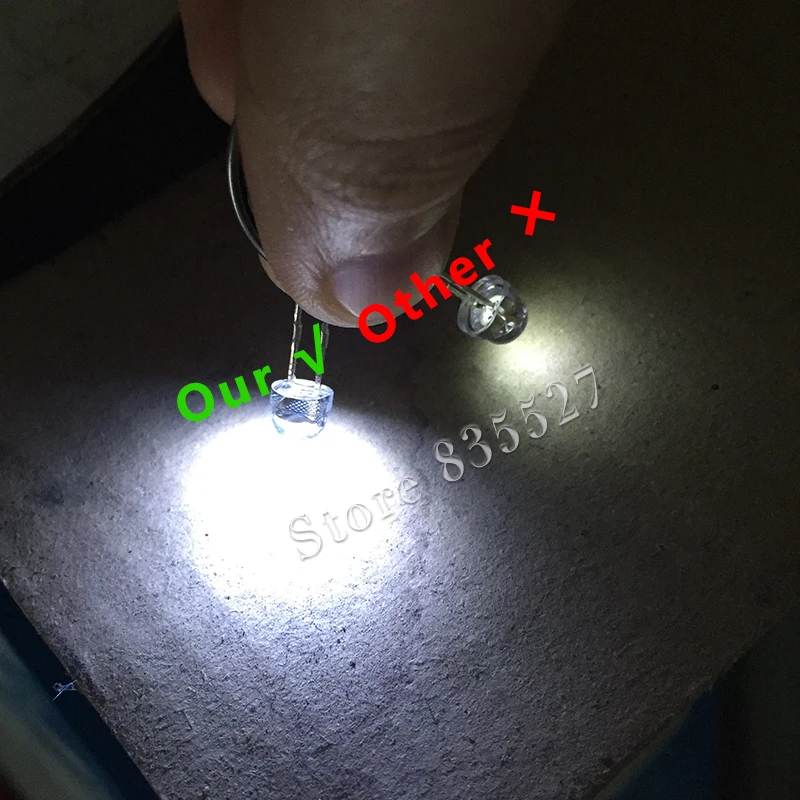 20 개/몫 화이트 5mm F5 밀짚 모자 LED 램프 비즈 슈퍼 밝은 6-7LM 큰 코어 칩 발광 다이오드 (leds) DIY 조명