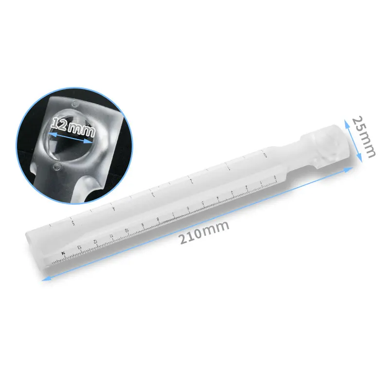 Magnification 2X Pocket size bar ruler magnifier Paperweight Magnifying Glass with Measuring Scale