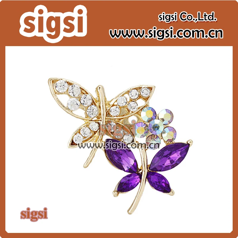 mother's day rhinestone double butterfly insect brooch pin for women hijab pin brooches decoration