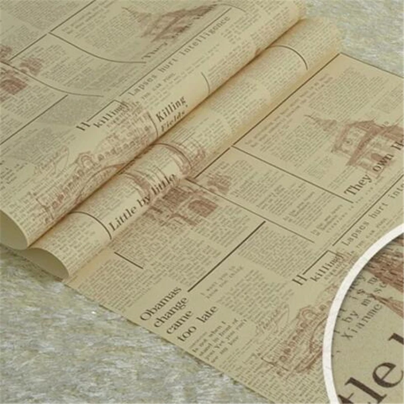 wellyu American retro old newspaper PVC engineering wallpaper nostalgic alphabet letters bar cafe features full wallpaper