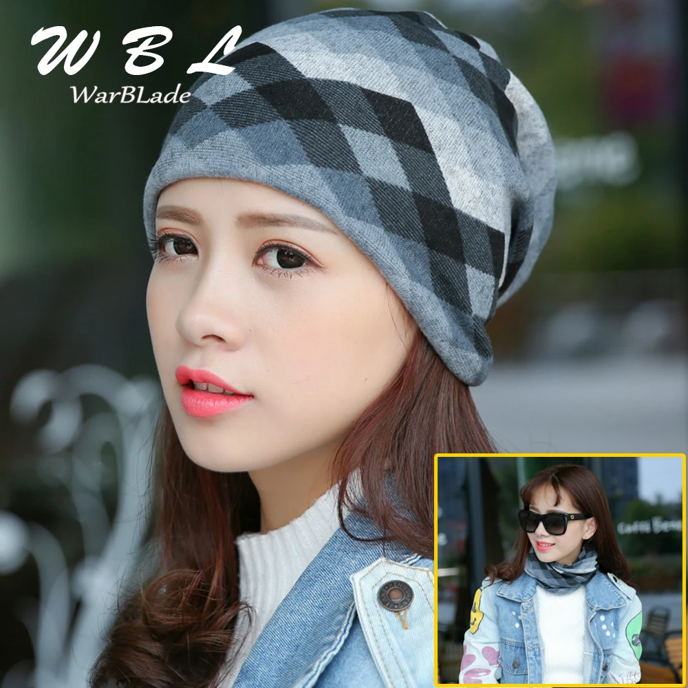 

WarBLade Popular Winter Hat Women Knit Slouchy Beanie Girls Bonnet Skull Baggy Warm Female Scarf Gorro Feminino Inverno Cap