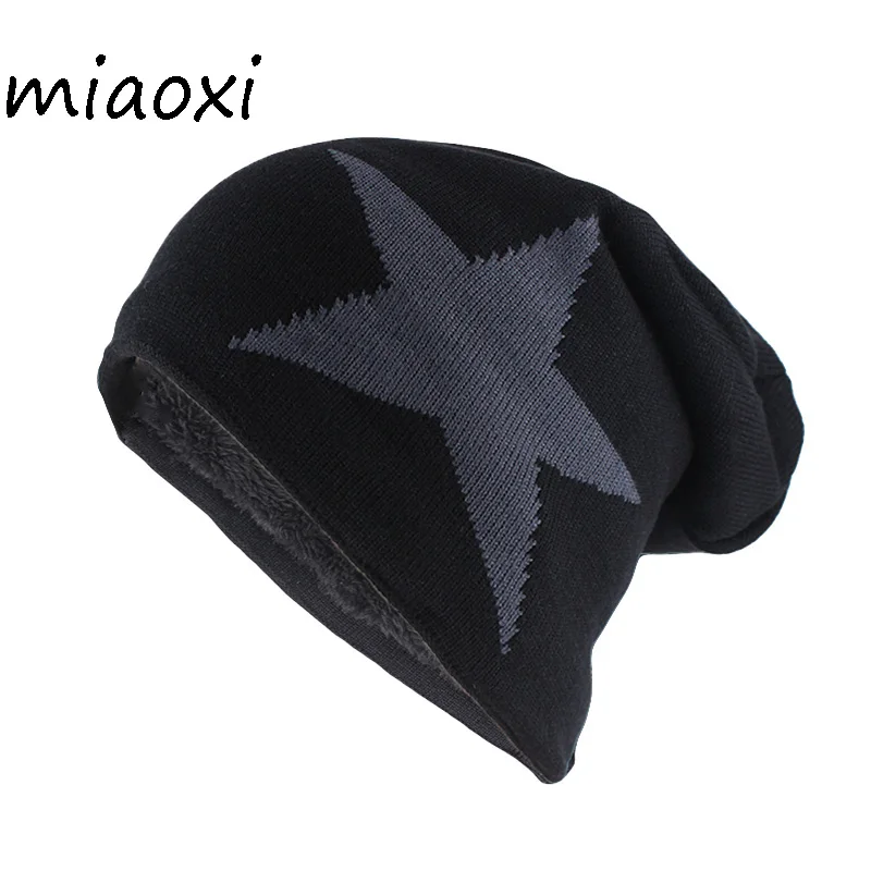 New Big Star Winter Warm Hat For Men Women Knitted Wool Beanies Skullies Lady Brand Colors Gorros Skull Bonnet Men Hats Sale