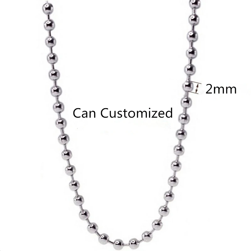 2mm Stainless Steel Ball Beads Chain For Necklace Bracelet DIY Jewelry Accessories Women Bag Handbag Keychain Dog Tag Chain