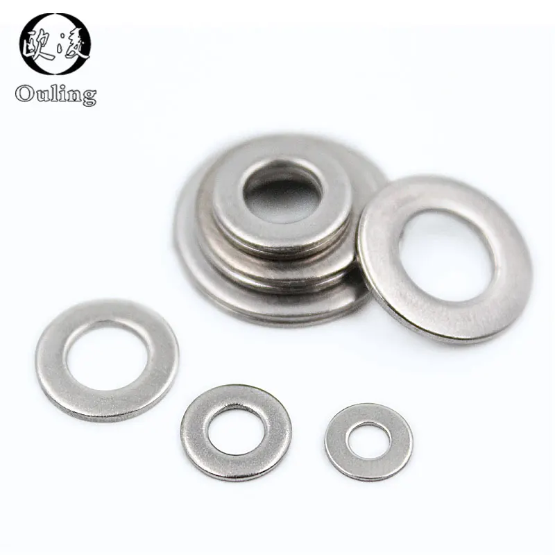 

100pcs M2 M2.5 M3 M4 M5 M6 M8 M10 DIN9021 GB96 304/A2-70 Stainless Steel Flat Machine Washer Plain Washer Flat gasket Rings