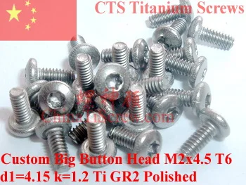 M2 Titanium screws M2x3 M2x4.5 Torx T6 driver Custom Big Button Head Ti GR2 QCTI Screw